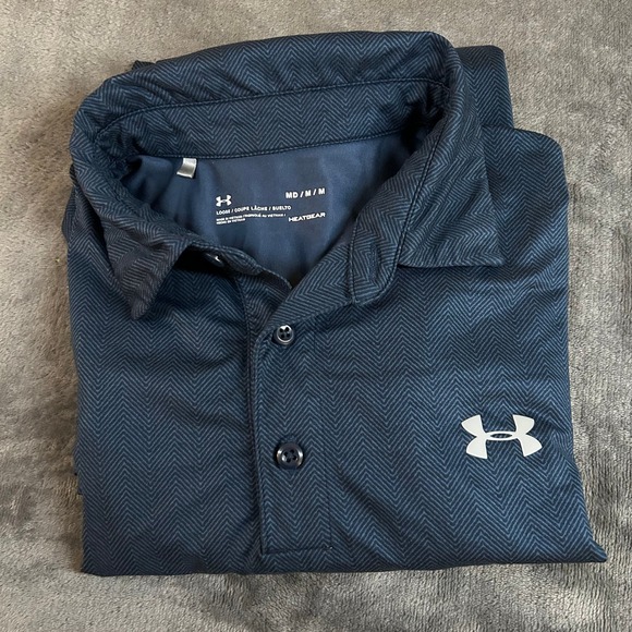 Under Armour HeatGear Loose Fit Polo Shirt Blue Golf Athletic Mens Medium - Picture 1 of 11